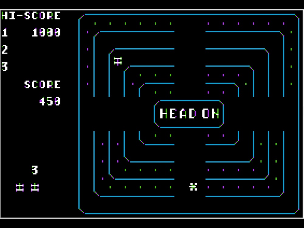 Gameplay of Head On for Apple II